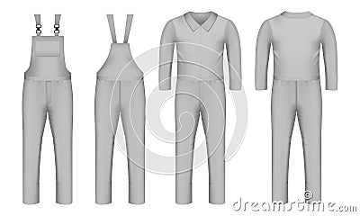 Workwear icon set, realistic style Vector Illustration