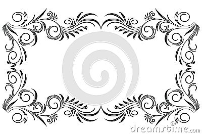 Black Decorative ornament border, frame. Graphic arts. Stock Photo