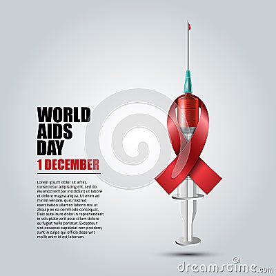 World Aids Day concept. Red ribbon. Vector Illustration