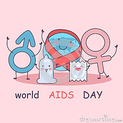 World aids day with condom Vector Illustration