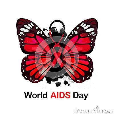 World AIDS day digital art illustration for web, print, design. Global public health campaign held annually on 1st of December, Cartoon Illustration