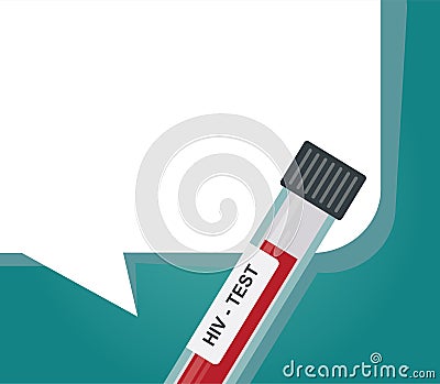 World AIDS day. HIV test tube with speech bubble Vector Illustration