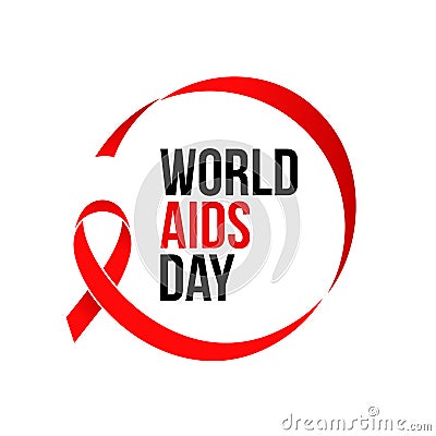 World AIDS day red ribbon icon for 1 December HIV and AIDS awareness banner or poster. Vector red ribbon logo symbol or emblem bad Vector Illustration