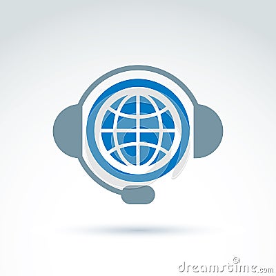 World on the air, call center, information collecting and exchance Vector Illustration