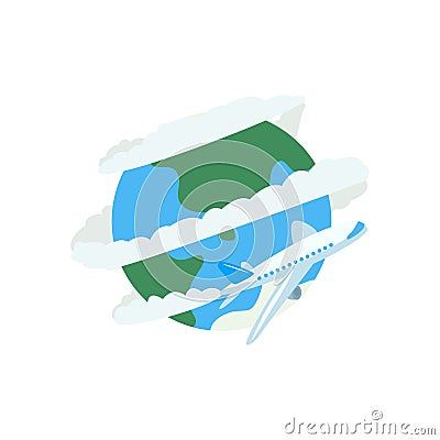 World aircraft flat icon. Colored vector element from airport collection. Creative World aircraft icon for web design Vector Illustration