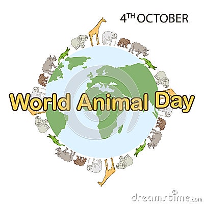 World Animal Day Concept Vector Illustration