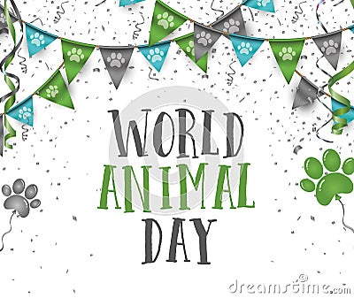 World animal day 4 october bunting party flags with dog animal p Stock Photo