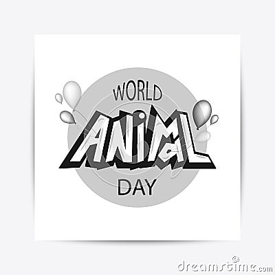 World animal day typography lettering poster. Vector Illustration