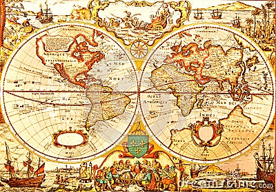 World Antique Map Stock Photo