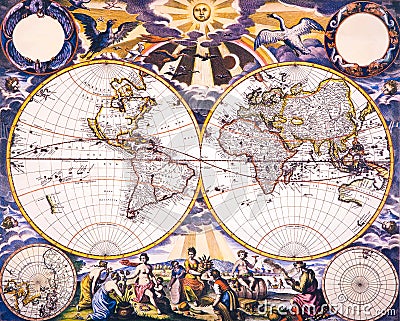 World Antique Map Stock Photo