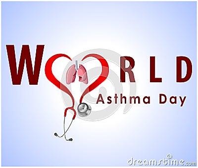 World asthma day background with lungs and stylish text on blue background- vector eps 10 Vector Illustration