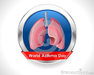 World asthma day badge with lungs - vector eps 10 Vector Illustration