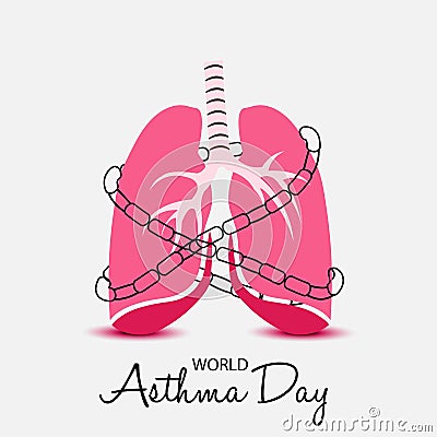 World Asthma Day. Cartoon Illustration