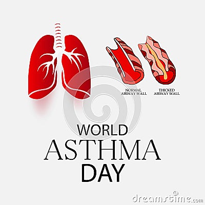 World Asthma Day. Cartoon Illustration