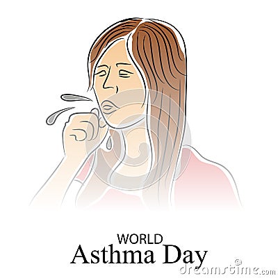 World Asthma Day. Cartoon Illustration