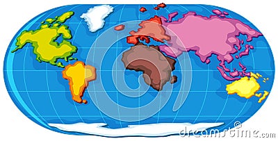 World atlas with seven continents Vector Illustration