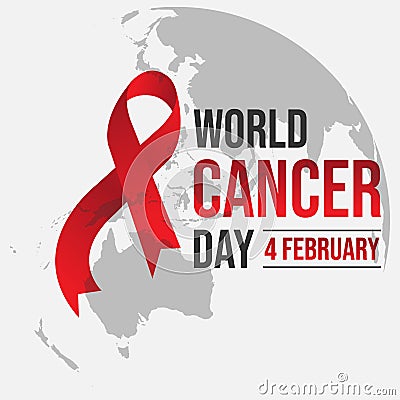 World awareness ribbon cancer day vector template Vector Illustration