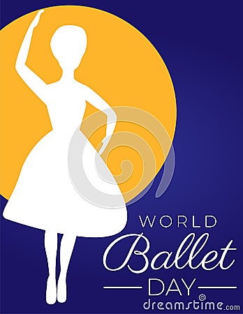 World Ballet Day Background Illustration with Ballerina Vector Illustration