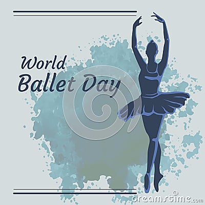 World Ballet Day on Gray Background Vector Illustration