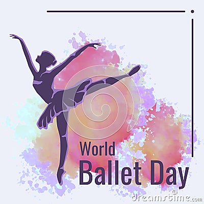 World Ballet Day on Gray Background Vector Illustration