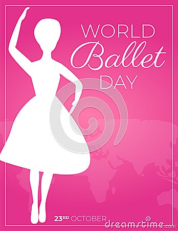 World Ballet Day Pink Ballerina Background Illustration Vector Illustration