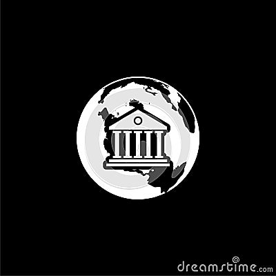 World banking icon isolated on dark background Vector Illustration