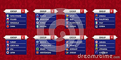 World basketball cup groups Stock Photo