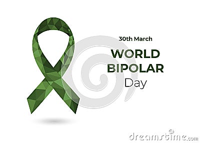 World bipolar awareness day green low poly ribbon Vector Illustration