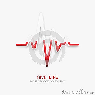 World blood donor day. Heartbeat icon glass and blood inside. Vector illustration Vector Illustration