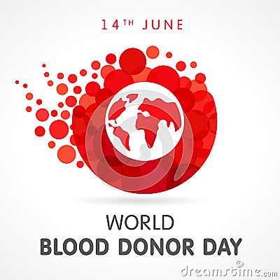 World blood donor day, map and lettering Vector Illustration