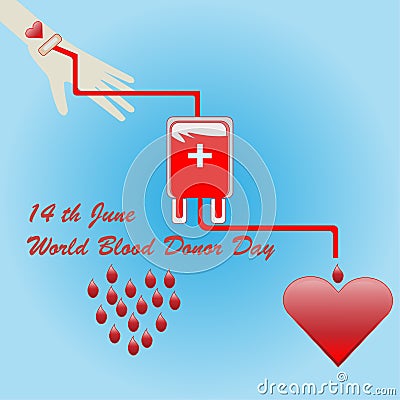 World Blood Donor Day 14th June - vector concept for donation blood Vector Illustration