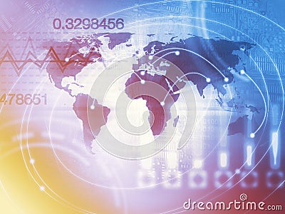 World Business Background Concept in Blue Stock Photo