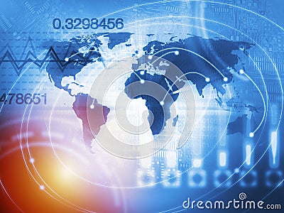 World Business Background Concept in Blue Stock Photo