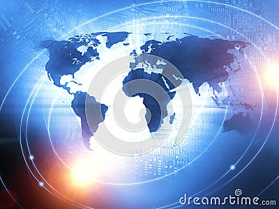 World Business Background Concept in Blue Stock Photo