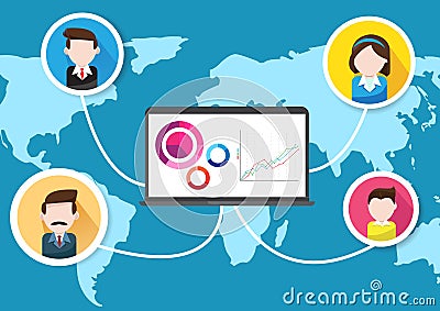 World Business People Teamwork Success Vector Illustration