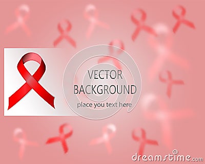 World Cancer Day Awareness Ribbon. Red ribbon symbol or emblem badge on colorful background. Banner for World AIDS Day, breast Stock Photo
