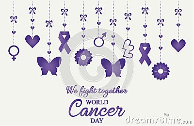 World Cancer Day card or background. Vector Illustration