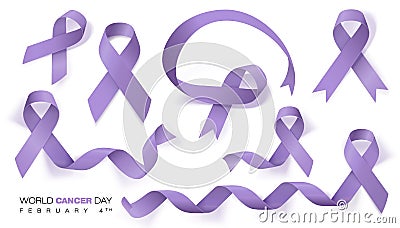 World Cancer Day concept. Lavender Ribbon. Vector Illustration Stock Photo