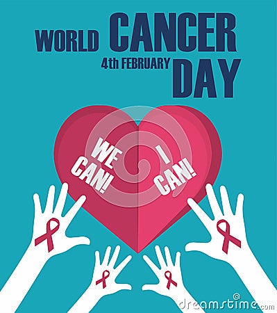 World cancer day concept. World cancer day banner, We can I can. Vector illustration Vector Illustration