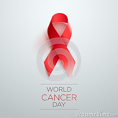 World Cancer Day Ribbon Vector Illustration