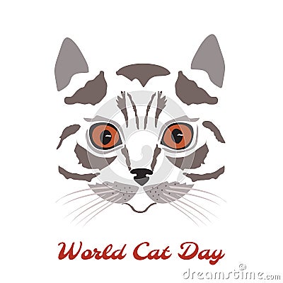 World cat day. Cat head close-up Vector Illustration