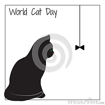 World cat day. The silhouette of a cat Vector Illustration