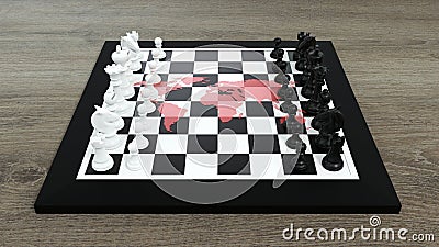 world chessboard - chess game with world map Stock Photo