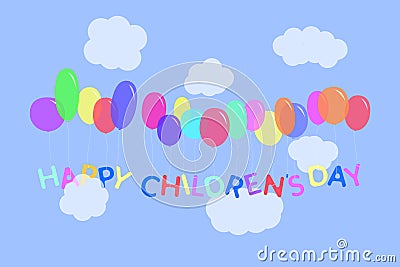 World children`s day card illustration Vector Illustration