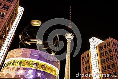 World clock and television tower in berlin Editorial Stock Photo