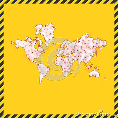 The World closed - virus danger sign. Vector Illustration