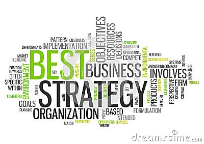 Word Cloud Best Strategy Stock Photo