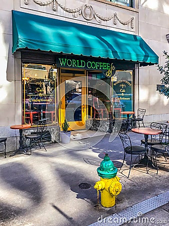 World Coffee Cafe, Asheville, North Carolina Editorial Stock Photo