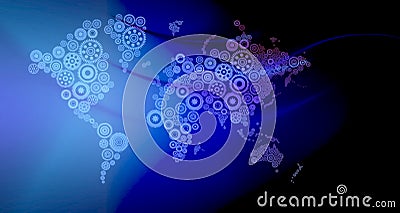 World cogs Background with global marketing , Digital Abstract technology background. Java, coding. Stock Photo