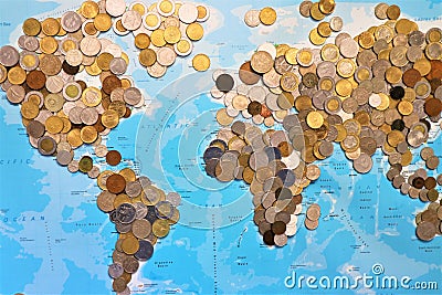 World coins assortment. Stock Photo